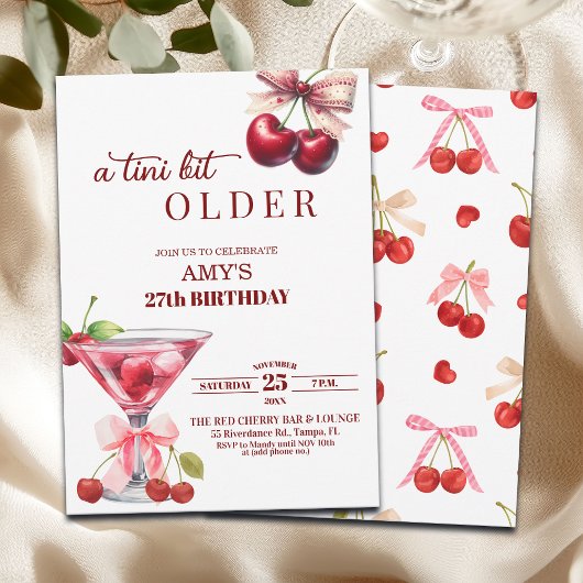 Chic A Tini Bit Older Cherry Martini 27. Geburtsta Einladung