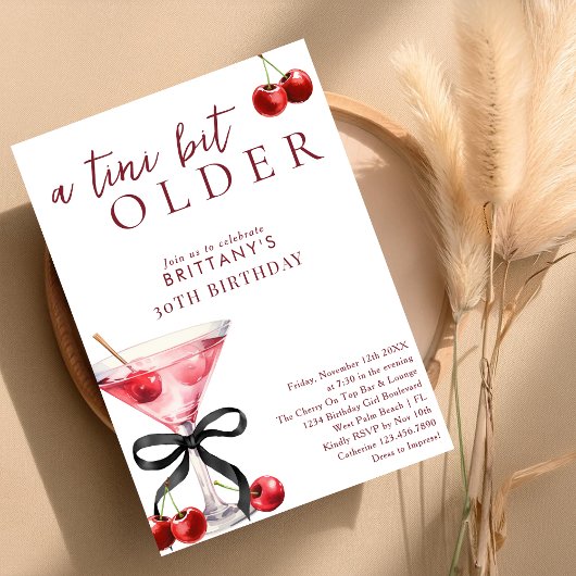 Chic A Tini Bit Older Cherry Martini 30. Geburtsta Einladung