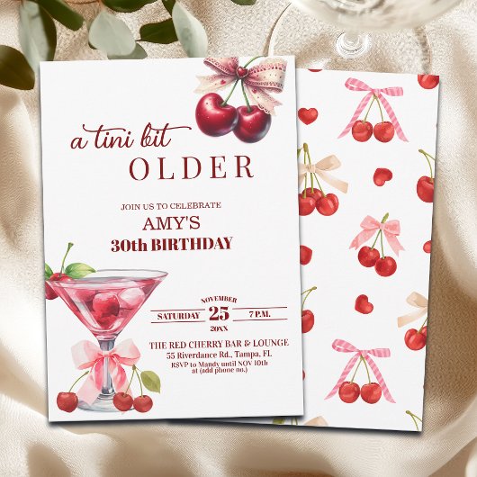 Chic A Tini Bit Older Cherry Martini 30th Birthday Einladung