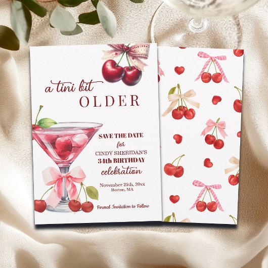 Chic A Tini Bit Older Cherry Martini 34th Birthday Save The Date