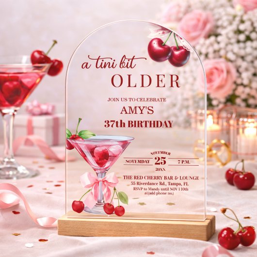 Chic A Tini Bit Older Cherry Martini 37. Geburtsta Acryleinladungen