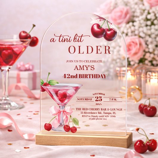 Chic A Tini Bit Older Cherry Martini 42. Geburtsta Acryleinladungen