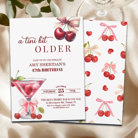 Chic A Tini Bit Older Cherry Martini 47th Birthday Einladung