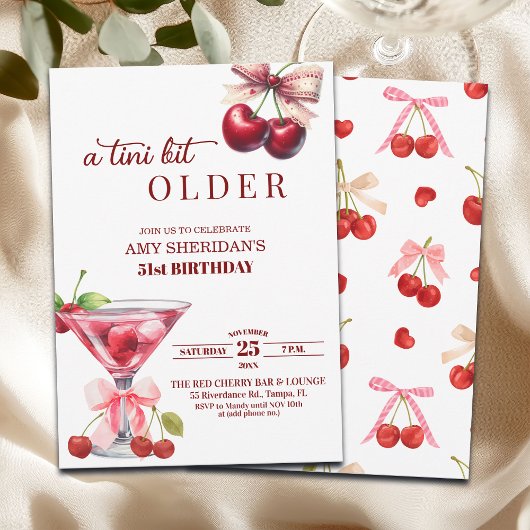 Chic A Tini Bit Older Cherry Martini 51st Birthday Einladung