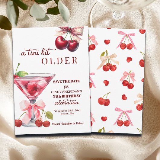 Chic A Tini Bit Older Cherry Martini 54th Birthday Save The Date