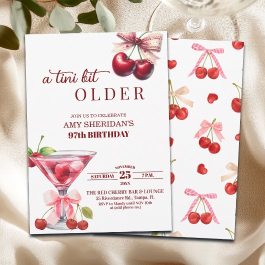 Chic A Tini Bit Older Cherry Martini 97th Birthday Einladung