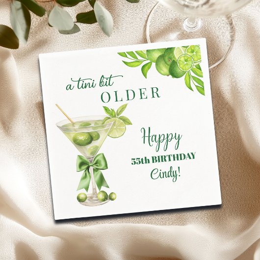 Chic A Tini Bit Older Lime Martini 55th Birthday Serviette