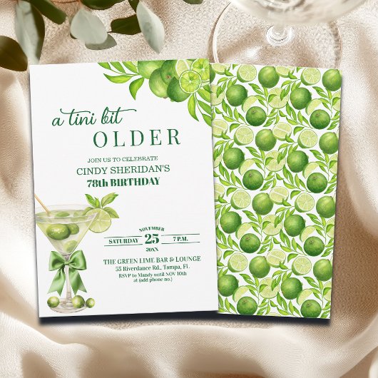 Chic A Tini Bit Older Lime Martini 78th Birthday Einladung