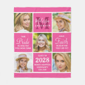Chic Abschluss 5 Fotocollage Pink Graduate Fleecedecke (Vorderseite)