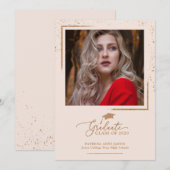 Chic Abschluss Ankündigung Rose Gold Glitzer (Vorne/Hinten)