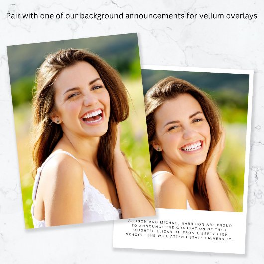 Chic Abschluss Ankündigung Vellum Overlay