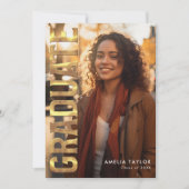 Chic Abschluss Bold Gold Typografy Foto Party Einladung (Vorderseite)