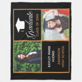 Chic Abschluss Foto Black Gold Graduate Geschenk Fleecedecke (Vorderseite)