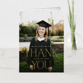 Chic Abschluss Foto Gold Foil Danke Karte (Vorderseite)