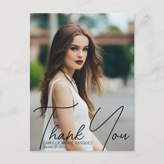 Chic Abschluss Foto Vielen Dank, dass Sie Script O Postkarte (Vorderseite)