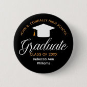 Chic Abschluss Personalisiert 2023 Graduate Black Button (Vorderseite)
