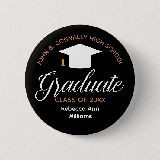 Chic Abschluss Personalisiert 2023 Graduate Black Button (Vorderseite)
