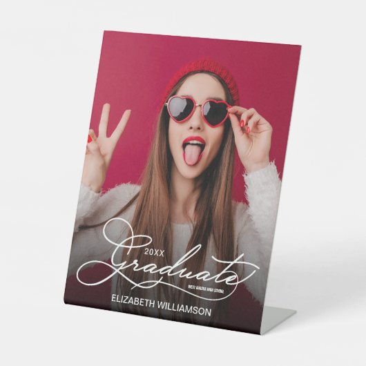 Chic-Abschluss-Skript Modernes Foto Sockelschild (Vorderseite)