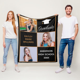 Chic Abschlussfoto Schwarz Gold Fleecedecke