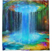 Chic Abstact Blue Waterfall Duschvorhang (Vorderseite)