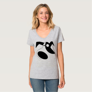 Chic Abstract Puppy Damen V-Ausschnitt T-Shirt - A