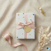 Chic Abstract Terrazzo Faux Gold Foil & Navy Blue  Geschenkpapier