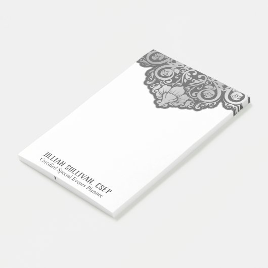 Chic Abstrakt Art Déco Grau Wirbel Post-it Klebezettel (angewinkelt)