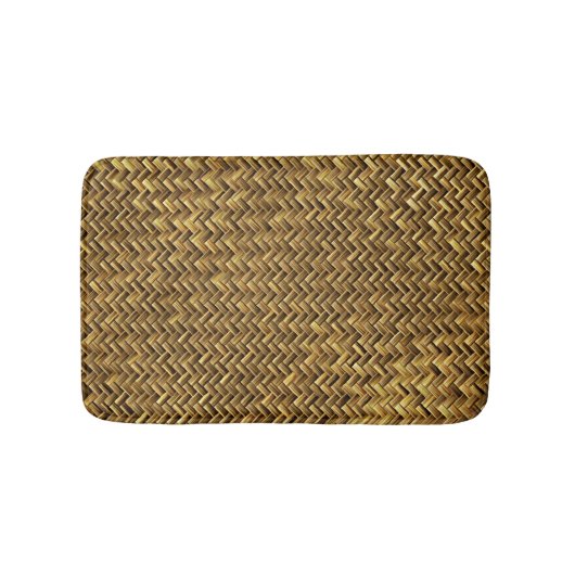 Chic Abstrakt Brown Wicker Zigzag Weave Muster Badematte (Vorderseite)