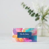 Chic Abstrakt Colorful Alcohol Tinte Wasserfarben Visitenkarte (Stehend Vorderseite)