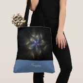 Chic Abstrakt Fraktal Mit Monogramm Tote Bag Tasche (Von Nahem)