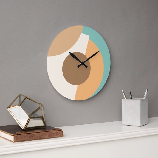 Chic Abstrakt Geometric Circles Mosaik Art Pattern Große Wanduhr (Büro)