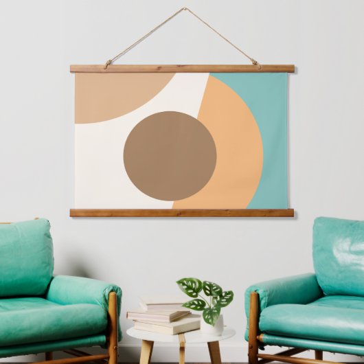Chic Abstrakt Geometric Circles Mosaik Art Pattern Wandteppich Mit Holzrahmen (Wohnzimmer)