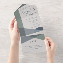 Chic Abstrakt Geometric Sage Navy Dusty Blue