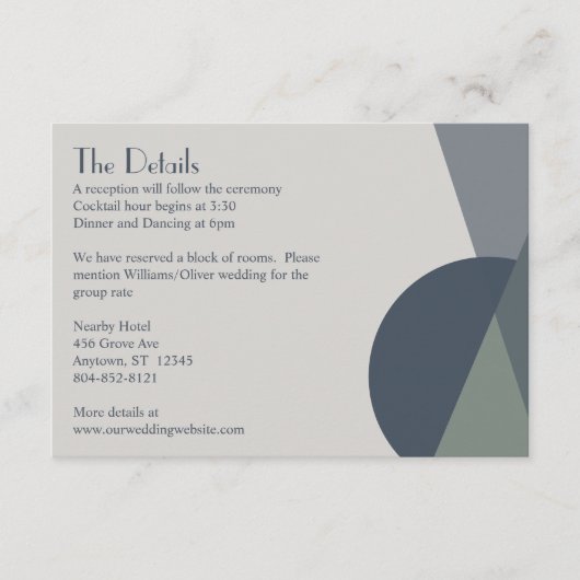 Chic Abstrakt Geometric Sage Navy Dusty Blue Begleitkarte (Vorderseite)