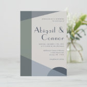 Chic Abstrakt Geometric Sage Navy Dusty Blue Einladung (Stehend Vorderseite)