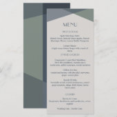 Chic Abstrakt Geometric Sage Navy Dusty Blue Menükarte (Vorne/Hinten)