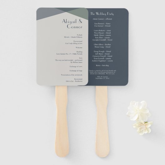 Chic Abstrakt Geometric Sage Navy Dusty Blue Prog Fächer (Vorne und Hinten)