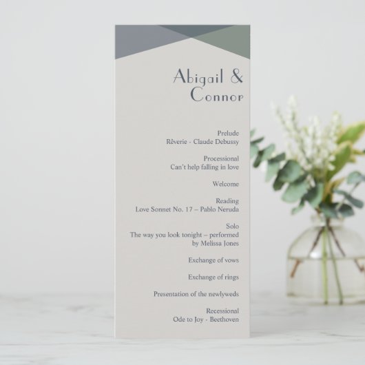 Chic Abstrakt Geometric Sage Navy Dusty Blue Programm (Stehend Vorderseite)