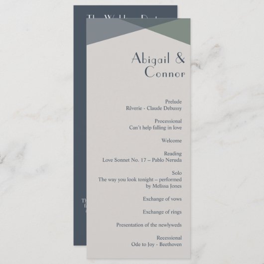 Chic Abstrakt Geometric Sage Navy Dusty Blue Programm (Vorne/Hinten)