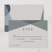 Chic Abstrakt Geometric Sage Navy Dusty Blue RSVP Karte (Vorne/Hinten)
