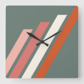 Chic Abstrakt Geometric Stripes Mosaikkunstmuster Quadratische Wanduhr (Vorderseite)