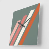Chic Abstrakt Geometric Stripes Mosaikkunstmuster Quadratische Wanduhr (Winkel)