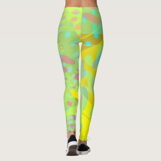 Chic Abstrakt Gold Butterfly Yellow Violet Leggings (Rückseite)