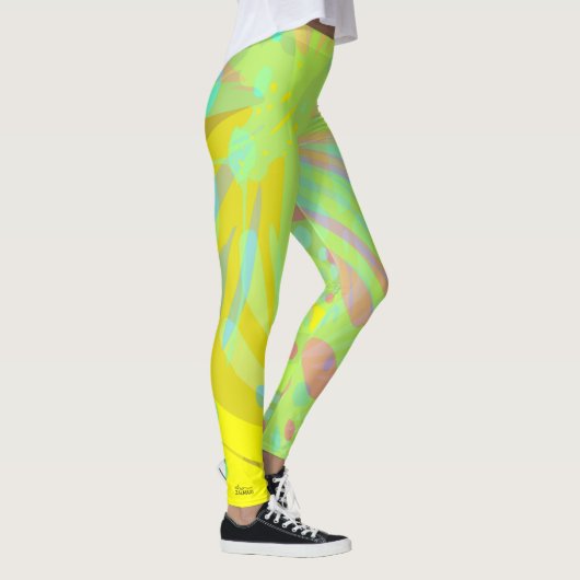 Chic Abstrakt Gold Butterfly Yellow Violet Leggings (Rechts)