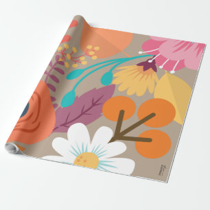 Chic Abstrakt Gold Leaf farbenfrohe Blume Geschenkpapier