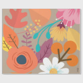 Chic Abstrakt Gold Leaf farbenfrohe Blume Geschenkpapier (Flach)