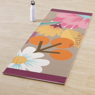 Chic Abstrakt Gold Leaf farbenfrohe Blume Yogamatte