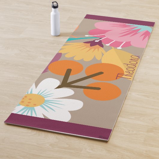 Chic Abstrakt Gold Leaf farbenfrohe Blume Yogamatte (Beispiel)