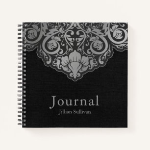 Chic Abstrakt Grau auf schwarzen Wirbel Notizblock