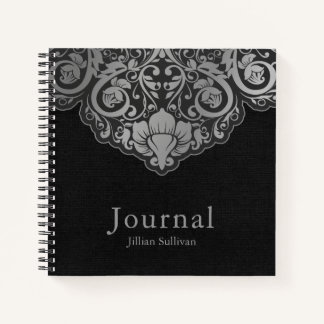 Chic Abstrakt Grau auf schwarzen Wirbel Notizblock